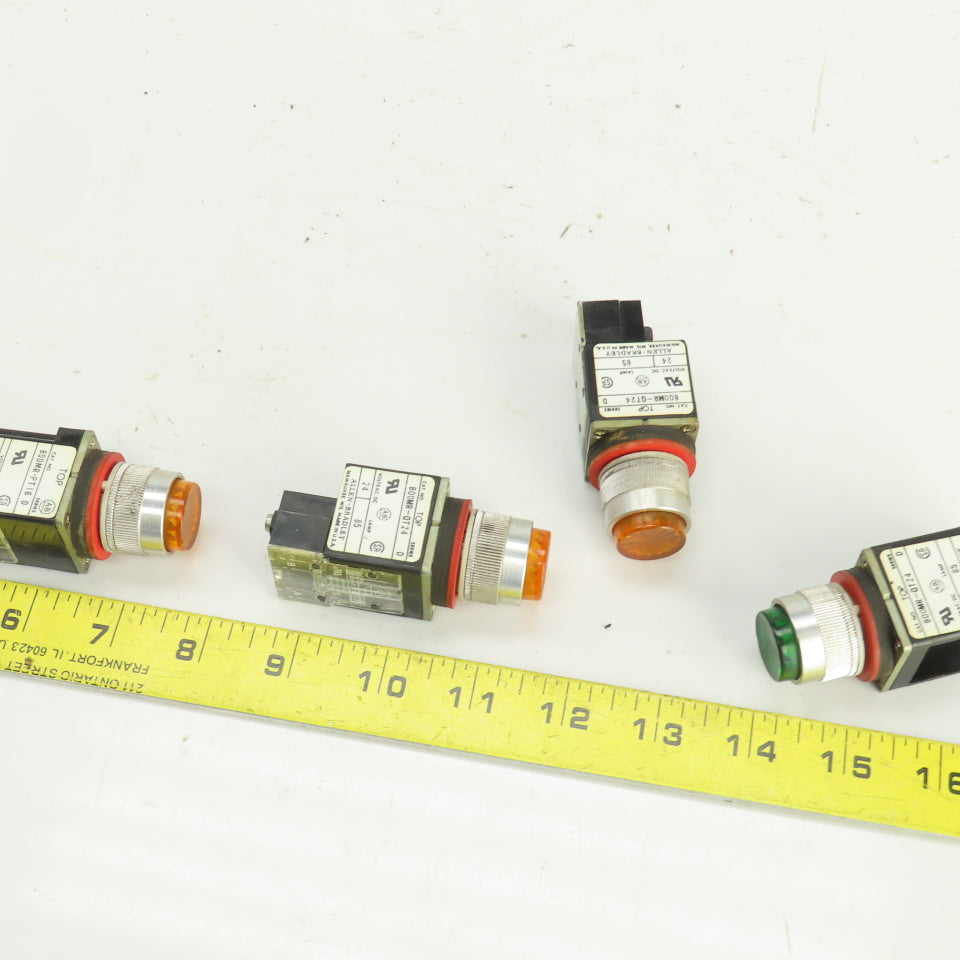Allen Bradley 800MR-QT24 /800MRPT16 Lighted Green/Orange Push Button 24VDC Lot/4