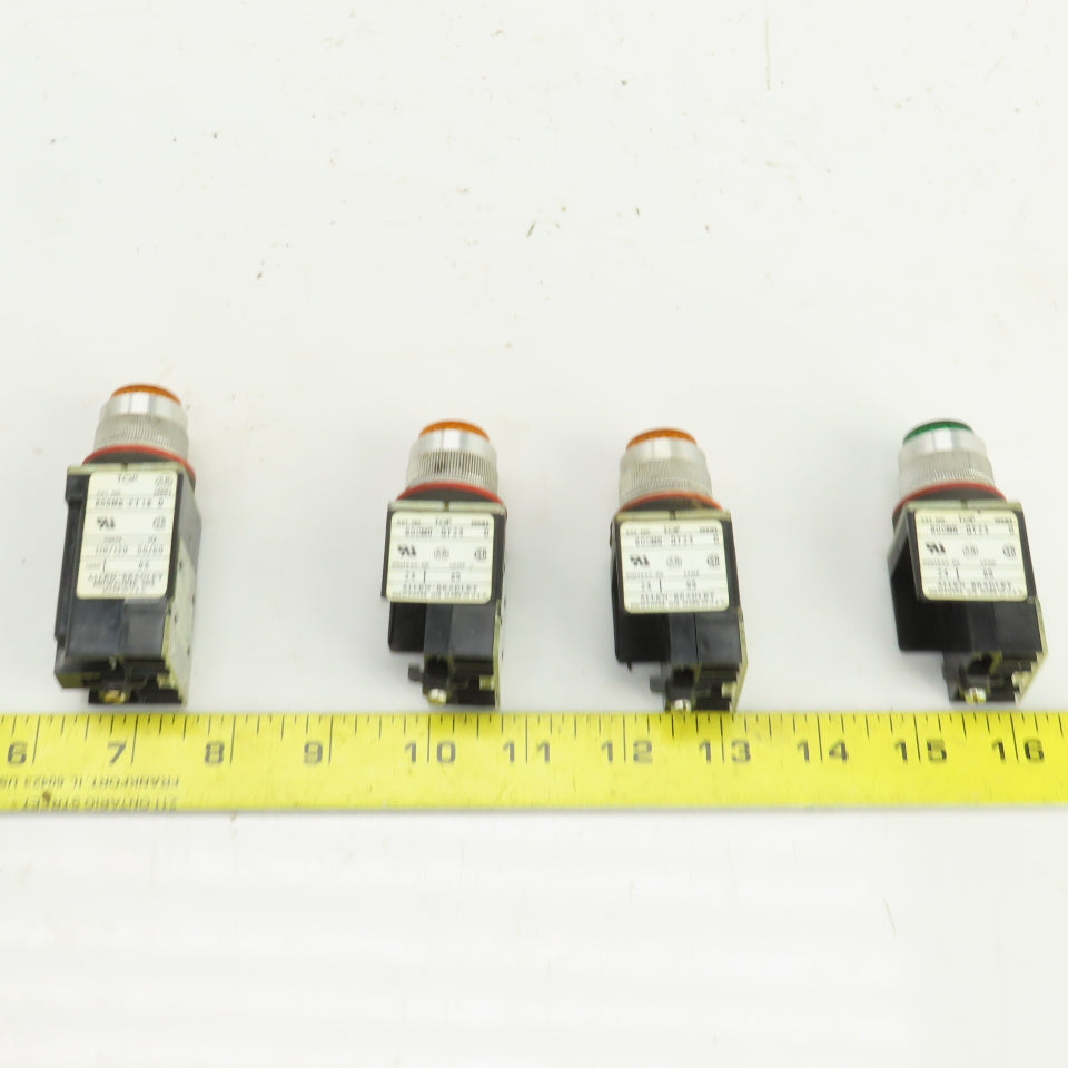 Allen Bradley 800MR-QT24 /800MRPT16 Lighted Green/Orange Push Button 24VDC Lot/4
