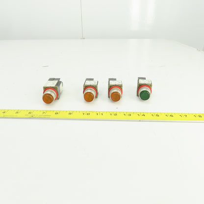 Allen Bradley 800MR-QT24 /800MRPT16 Lighted Green/Orange Push Button 24VDC Lot/4