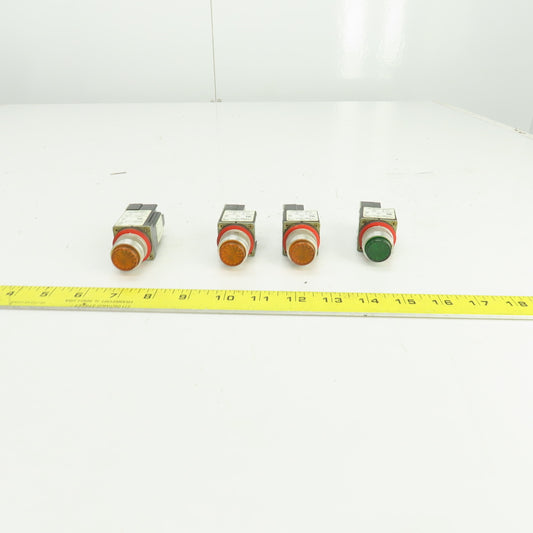 Allen Bradley 800MR-QT24 /800MRPT16 Lighted Green/Orange Push Button 24VDC Lot/4