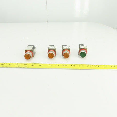 Allen Bradley 800MR-QT24 /800MRPT16 Lighted Green/Orange Push Button 24VDC Lot/4