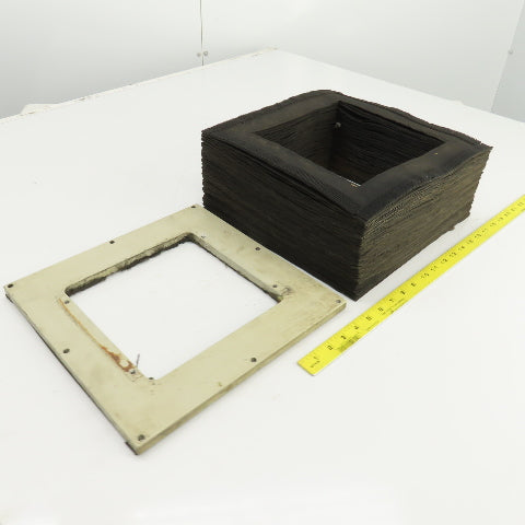 8" x 8" Square ID x 16' Long Accordion Style Way Cover Bellows W/Connector Plate