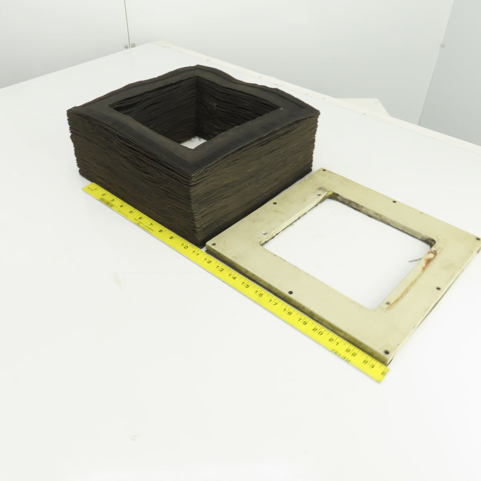 8" x 8" Square ID x 16' Long Accordion Style Way Cover Bellows W/Connector Plate