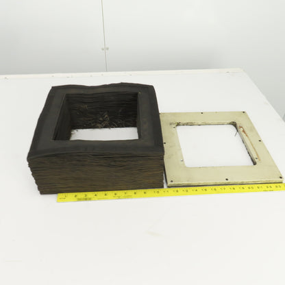 8" x 8" Square ID x 16' Long Accordion Style Way Cover Bellows W/Connector Plate