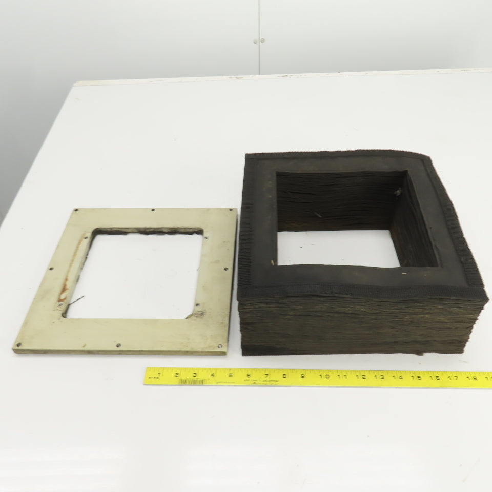 8" x 8" Square ID x 16' Long Accordion Style Way Cover Bellows W/Connector Plate