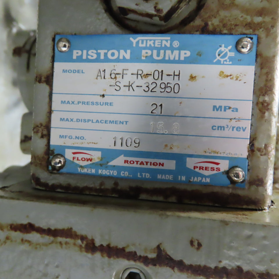 Yuken A16-F-R-01-H-S-K32950 Hydraulic Power Unit 208-230/460V 3Hp 7.0GPM 20USG