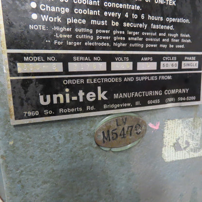 Uni-Tek 300-SA 480V 1Ph Manual Feed Broken Tap Stud Disintegrator 12" Travel