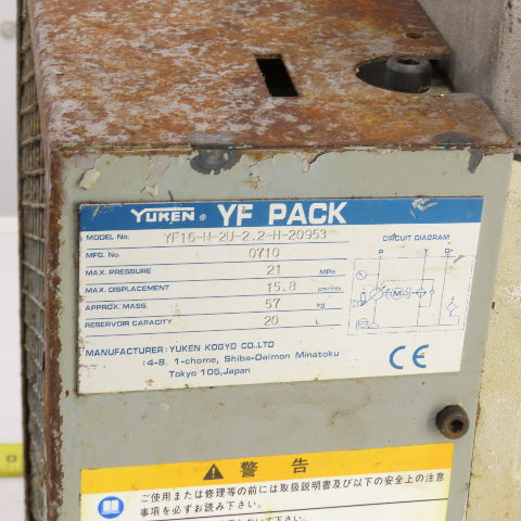 Yuken YF16-H-2U-2.2-H-20953 20L Hydraulic Power Unit 21MPa 15.8 cm3/REV 230/460V