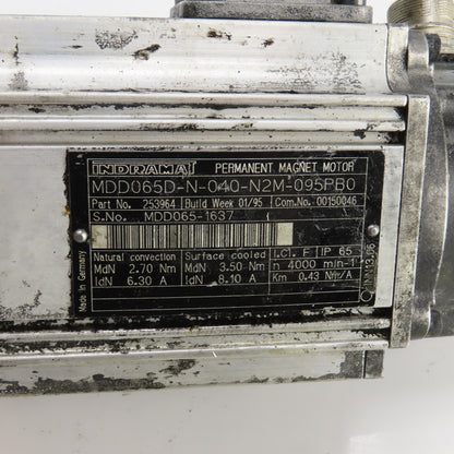 Indramat MDD065D-N-040-N2M-095PB0 2.70Nm Permanent Magnet Motor 4000RPM