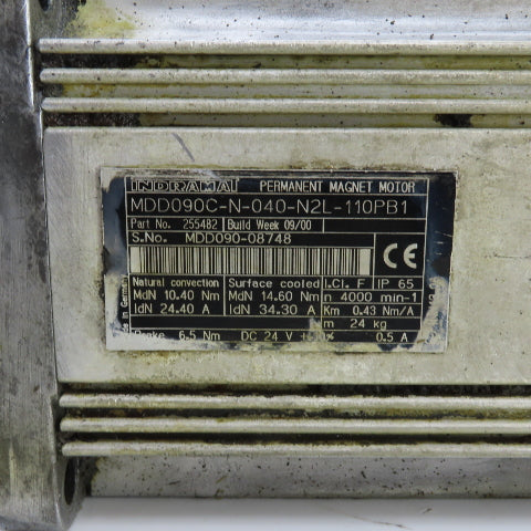 Indramat MDD090C-N-040-N2L-110PB1 10.40Nm Permanent Magnet Motor 4000RPM W/Brake