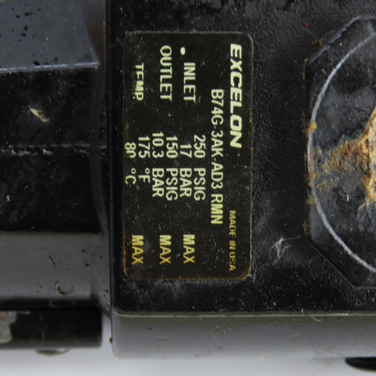 Excelon B74G-3AK-AD3-RMN Pneumatic Filter/Regulator 250PSI In 150PSI Out 3/8"NPT
