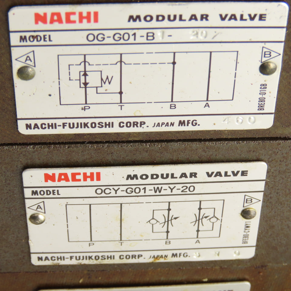 Nachi OG-G01-B1-20/OCY-G01-W-Y-20/ S-G01-C5GRZ-D2-32 Modular Valve Block Assy