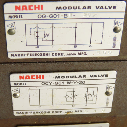 Nachi OG-G01-B1-20/OCY-G01-W-Y-20/ S-G01-C5GRZ-D2-32 Modular Valve Block Assy