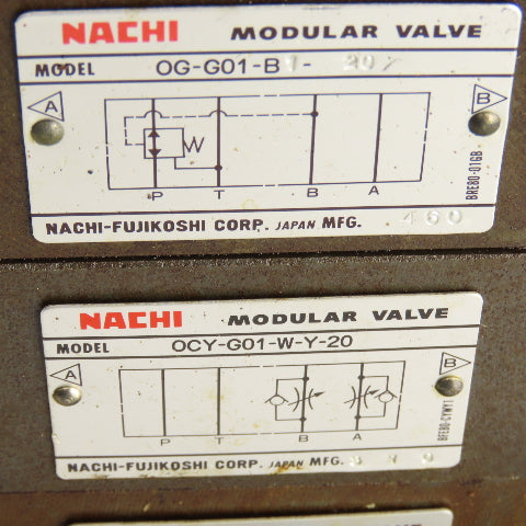 Nachi OG-G01-B1-20/OCY-G01-W-Y-20/ S-G01-C5GRZ-D2-32 Modular Valve Block Assy