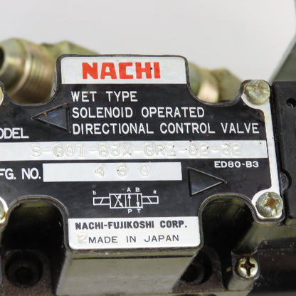 Nachi S-G01B3X-GRZ-D2-32 Solenoid Operated Modu Valve W/1000PSI Pressure Switch