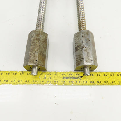 UVA 10 MD 24-3/4" OAL X-Axis Ball Screw & Nut Assembly 28mm OD 13" Travel Lot/2