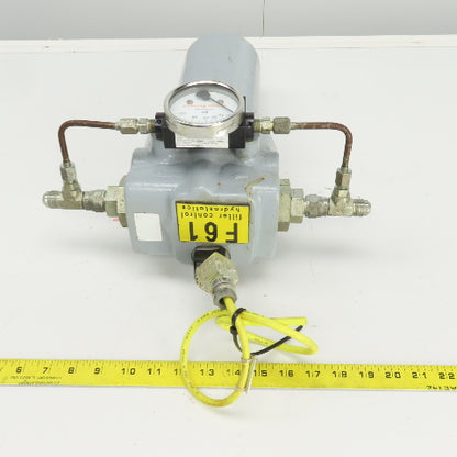 290728 Inline Heavy Duty Hydraulic Filter & Housing 8" x 3" W/Pressure Gauge