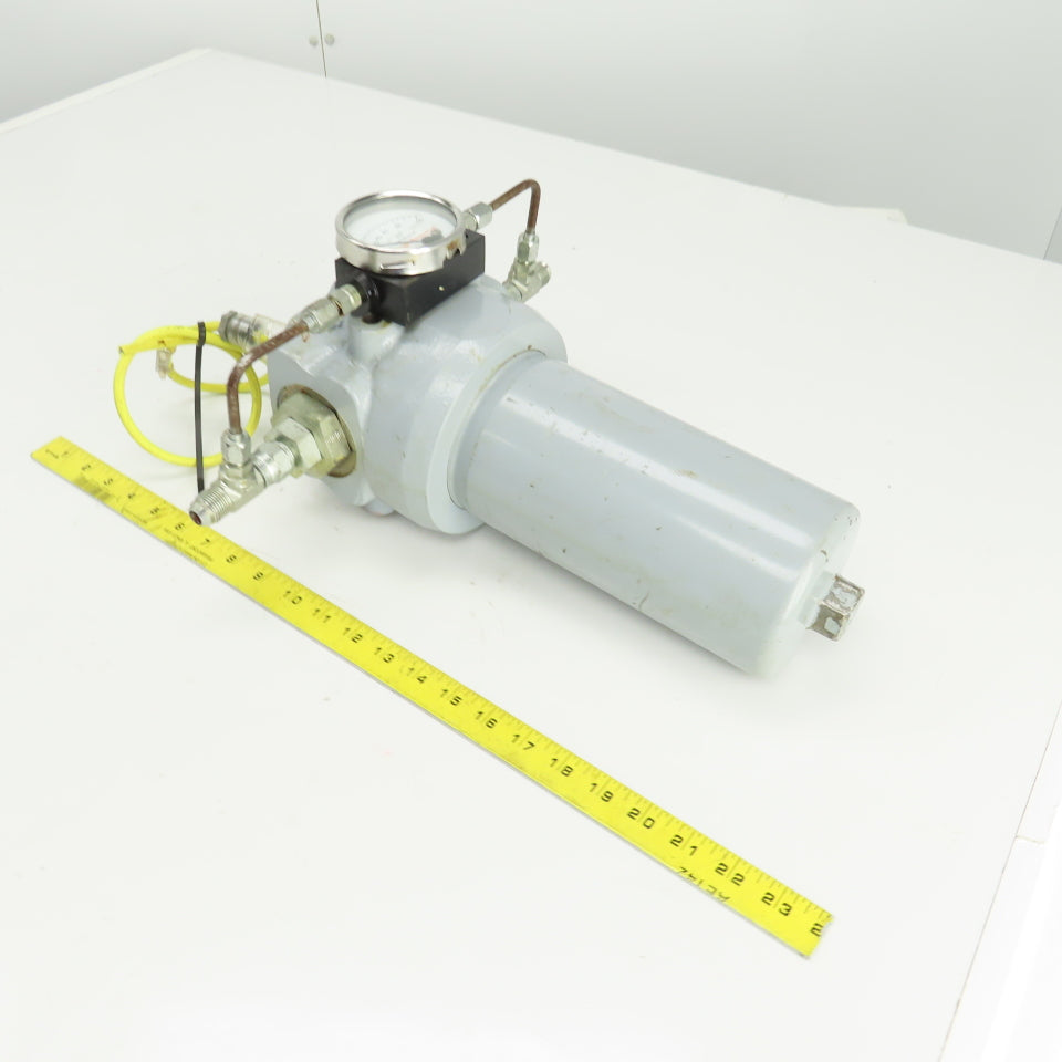 290728 Inline Heavy Duty Hydraulic Filter & Housing 8" x 3" W/Pressure Gauge