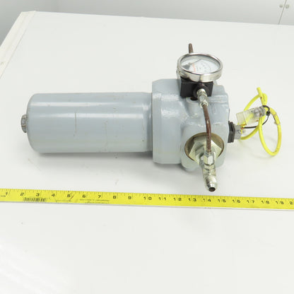 290728 Inline Heavy Duty Hydraulic Filter & Housing 8" x 3" W/Pressure Gauge