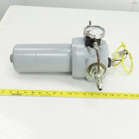 290728 Inline Heavy Duty Hydraulic Filter & Housing 8" x 3" W/Pressure Gauge