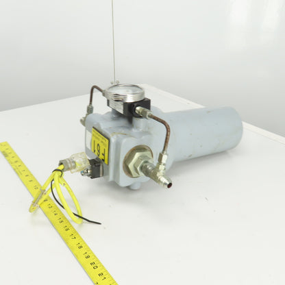 290728 Inline Heavy Duty Hydraulic Filter & Housing 8" x 3" W/Pressure Gauge