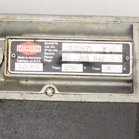 Herion 0820871 Hydraulic Pressure Valve 65 Bar 250V 6A