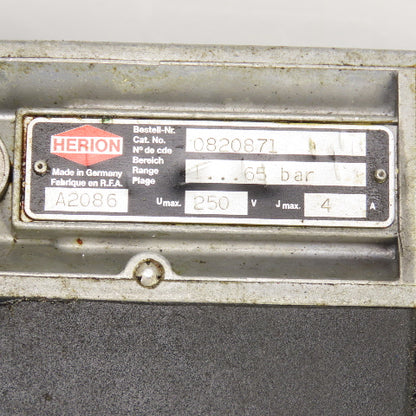 Herion 0820871 Hydraulic Pressure Valve 65 Bar 250V 6A