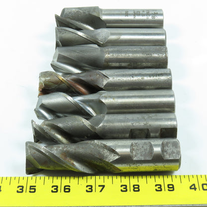 1" To 1-3/8" Square End Mill Center Cutting 2 Flute 1" Shank Lot of 7