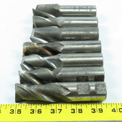 1" To 1-3/8" Square End Mill Center Cutting 2 Flute 1" Shank Lot of 7