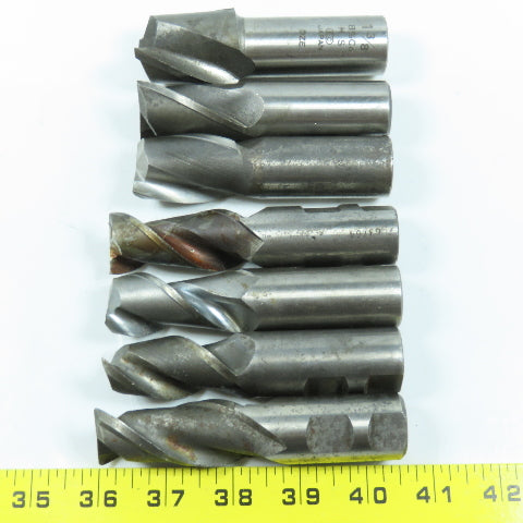 1" To 1-3/8" Square End Mill Center Cutting 2 Flute 1" Shank Lot of 7