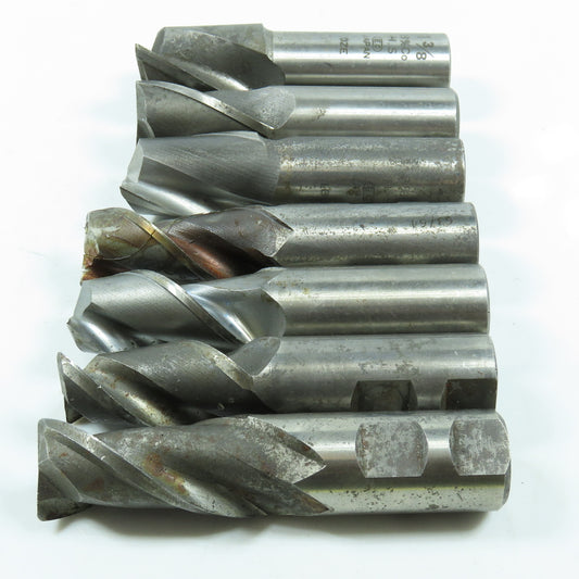 1" To 1-3/8" Square End Mill Center Cutting 2 Flute 1" Shank Lot of 7