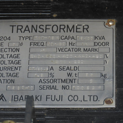 Ibaraki JEC-204 Type FAT-18K 18/25kVA Transformer Pri 240-480V Sec 200-220V 3PH