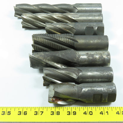 Misc. Square End Mill 2, 4 & 6 Flute 1-1/4" Shank Various Dia. Lot of 7