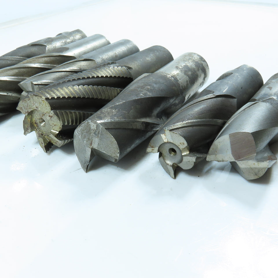 Misc. Square End Mill 2, 4 & 6 Flute 1-1/4" Shank Various Dia. Lot of 7