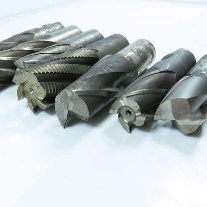 Misc. Square End Mill 2, 4 & 6 Flute 1-1/4" Shank Various Dia. Lot of 7