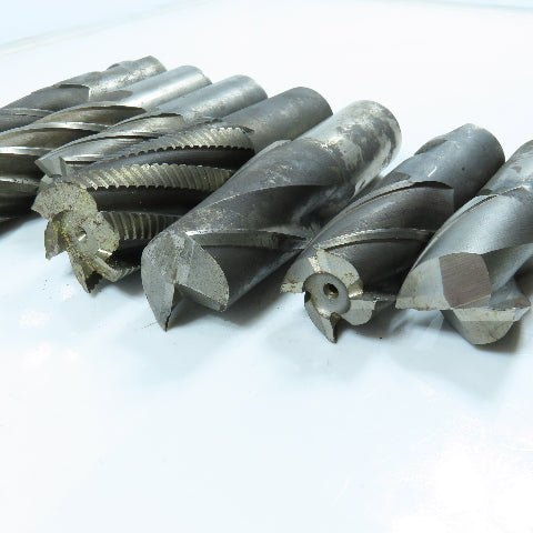 Misc. Square End Mill 2, 4 & 6 Flute 1-1/4" Shank Various Dia. Lot of 7