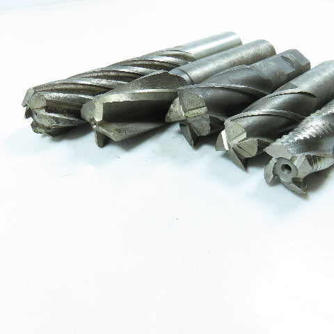 Misc. End Mill 4 & 6 Flute 1" Shank Various Dia. Lot of 5
