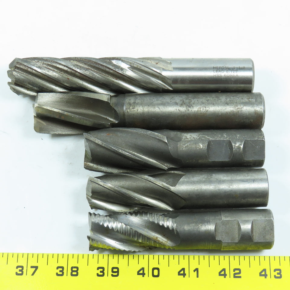 Misc. End Mill 4 & 6 Flute 1" Shank Various Dia. Lot of 5