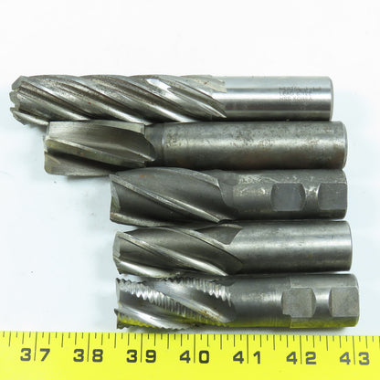 Misc. End Mill 4 & 6 Flute 1" Shank Various Dia. Lot of 5