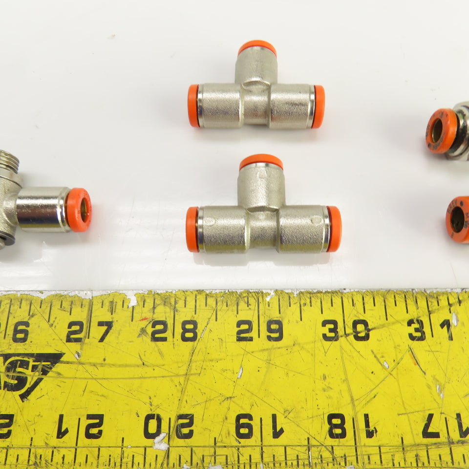 Brev MW 8mm Pneumatic Quick Connect Tee/Elbow Fittings Misc. Lot Of 8