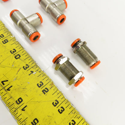 Brev MW 8mm Pneumatic Quick Connect Tee/Elbow Fittings Misc. Lot Of 8