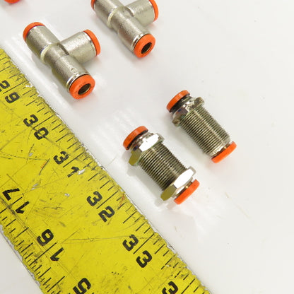 Brev MW 8mm Pneumatic Quick Connect Tee/Elbow Fittings Misc. Lot Of 8