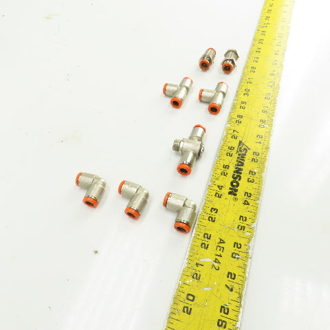 Brev MW 8mm Pneumatic Quick Connect Tee/Elbow Fittings Misc. Lot Of 8