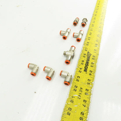 Brev MW 8mm Pneumatic Quick Connect Tee/Elbow Fittings Misc. Lot Of 8