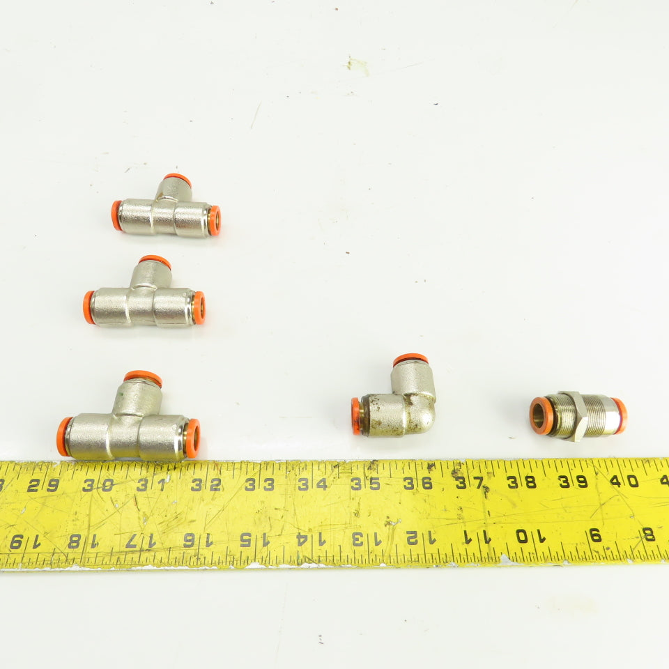 Brev MW 12mm Pneumatic Quick Connect Tee/Elbow Fittings Misc. Lot Of 5