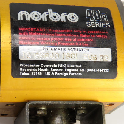 Norbro 10-RKB40-1SG1-E0B-RB 40R Ser. Pneumatic Actuator W/Worcester Valve Body