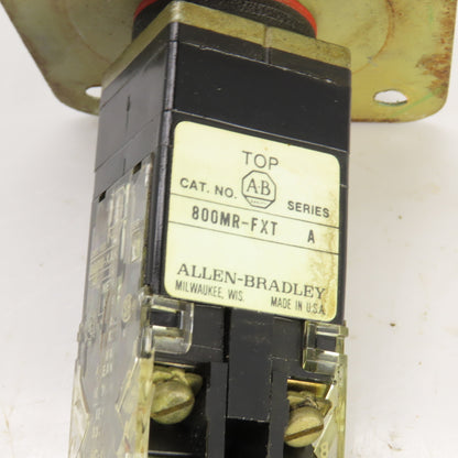 Allen Bradley 800MR-FXT Ser A 300VAC Push Button E-Stop Switch Push Pull