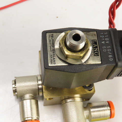 Lang Pneumatic Solenoid Operated 2 Port Brass Valve 120V Lot Of 3
