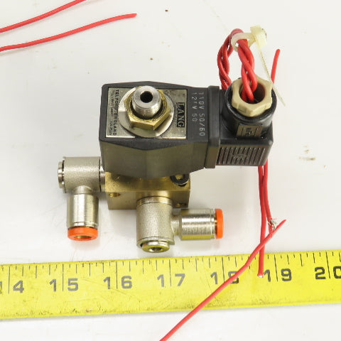 Lang Pneumatic Solenoid Operated 2 Port Brass Valve 120V Lot Of 3