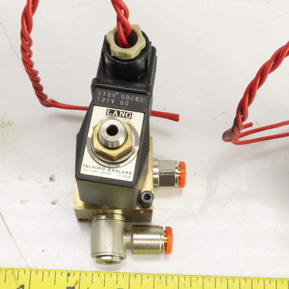 Lang Pneumatic Solenoid Operated 2 Port Brass Valve 120V Lot Of 3
